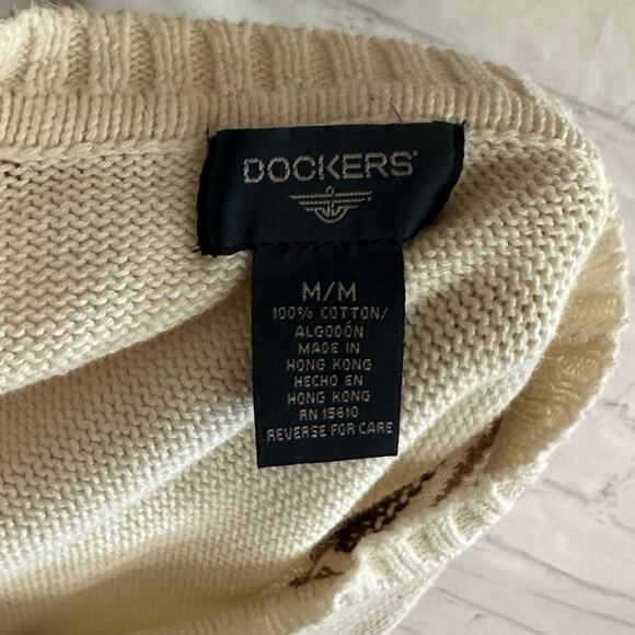 Dockers Mens Green & Beige Argyle Sweater, Medium, Pre-owned - Picture 3 of 4